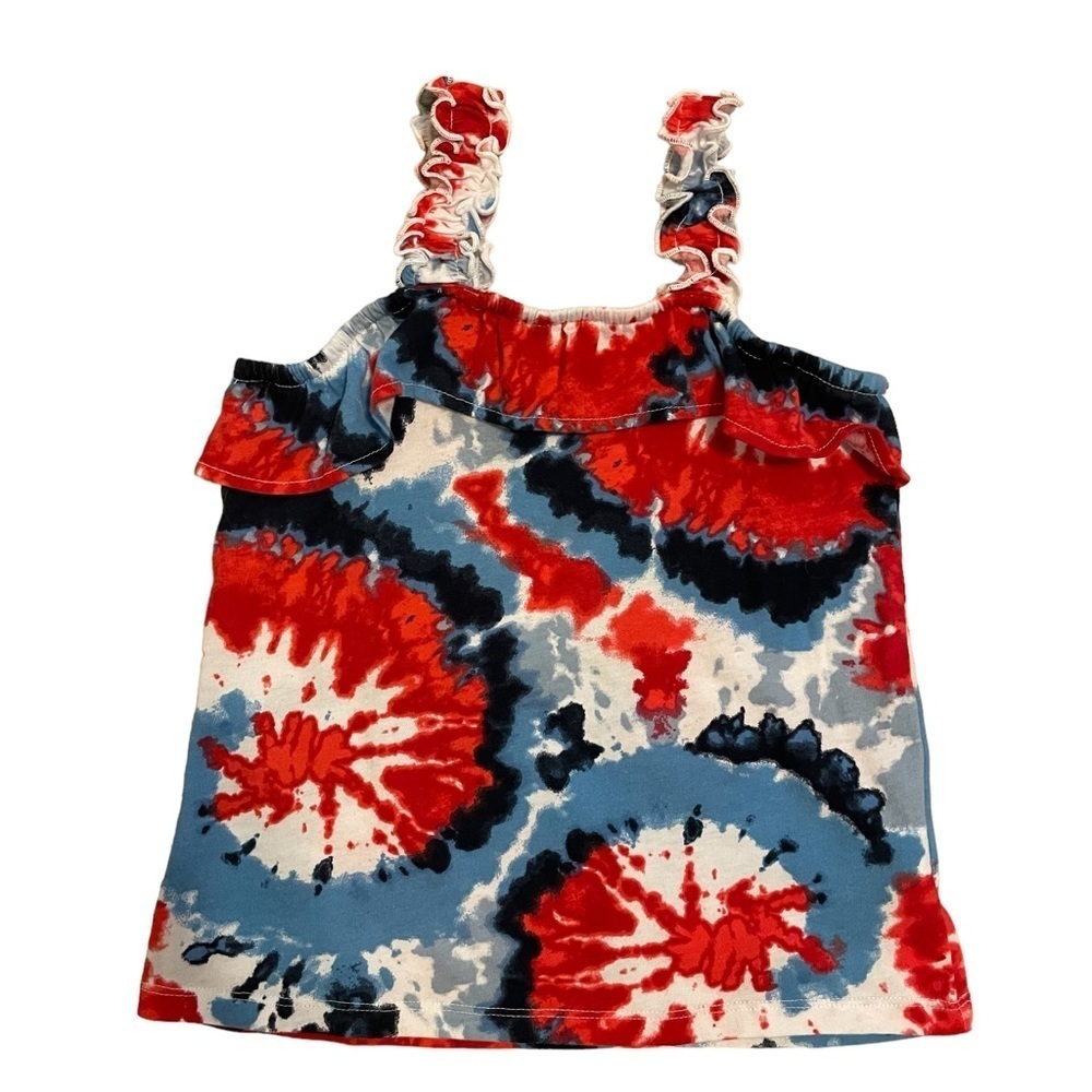 The Children’s Place Americana Patriotic Red White Blue Tie Dye Shirt Size M